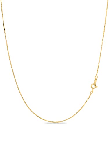 KEZEF 18k Gold Over Sterling Silver 1mm Box Chain Necklace Made in...