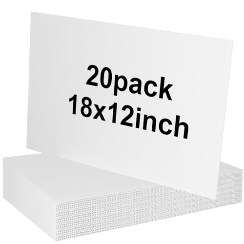 20 Pack 18'' x 12'' White Corrugated Plastic Sign Blank Board Double...