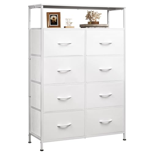 WLIVE Tall Fabric Storage Dresser - 8 Drawer Chest Tower for Bedroom,...