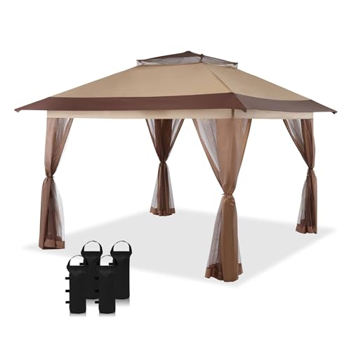 CROWN SHADES 13x13 Pop Up Gazebo, Patented One Push Outoor Canopy Tent...
