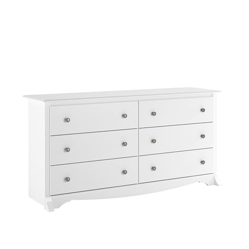 Prepac Monterey Bedroom Furniture: White Double Dresser for Bedroom,...