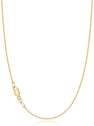 Jewlpire 18k Over Gold Chain Necklace for Women, 1.1mm Cable Chain...
