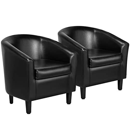 Yaheetech Barrel Chairs set of 2, Faux Leather Club Chairs, PU Leather...