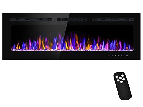 BETELNUT 50' Electric Fireplace Wall Mounted and Recessed with Remote...