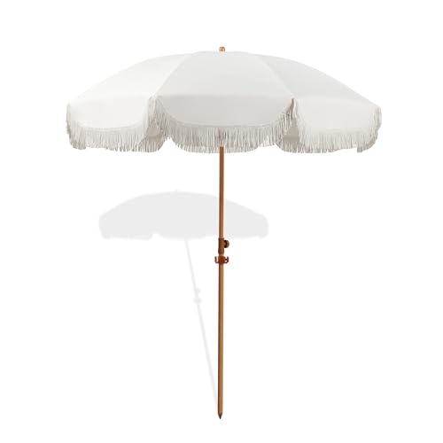 Seazul 6.5ft Patio Umbrella with Fringe, Beach Umbrella, Fringe...