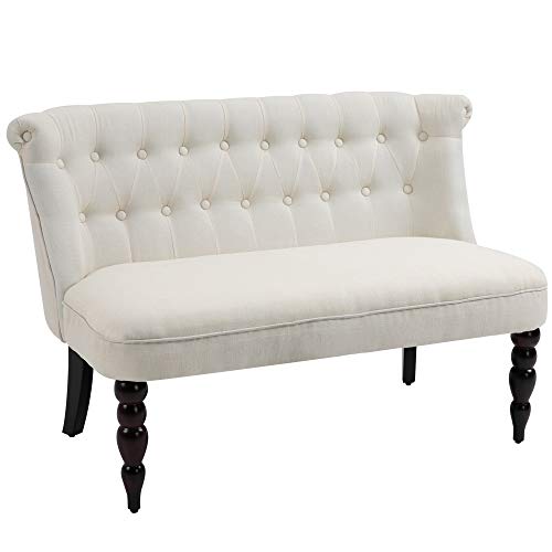 HOMCOM Upholstered Armless Fabric Loveseat with Button Tufted Design...