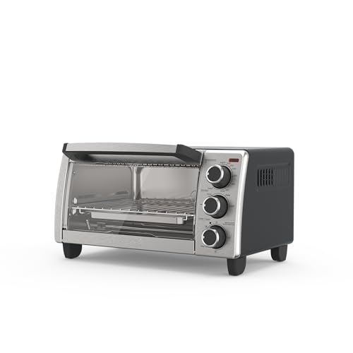 BLACK+DECKER 4-Slice Toaster Oven, TO1756SB, Even Toast, 4 Cooking...