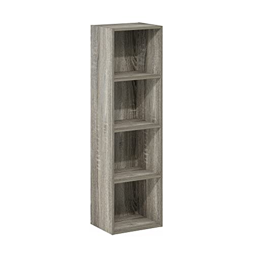 Furinno Luder Bookcase / Book / Storage, 4-Tier Cube, French Oak