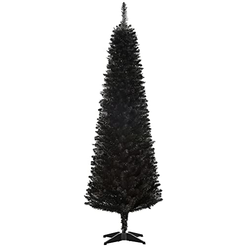 HOMCOM 6' Artificial Pencil Christmas Tree, Slim Xmas Tree with 390...