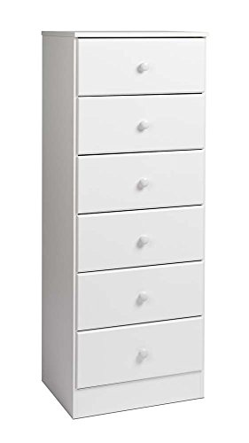 Prepac Astrid Tall White Dresser: 16'D x 20'W x 52'H, 6-Drawer Chest...