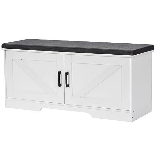 HOMSHO 2-Tier Storage Bench, Shoe Bench with Padded Seat Cushion,...