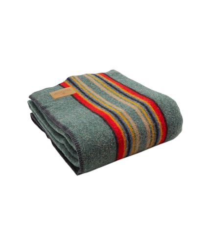 Pendleton Yakima Camp Wool Throw Blanket, Green Heather Mix, One Size
