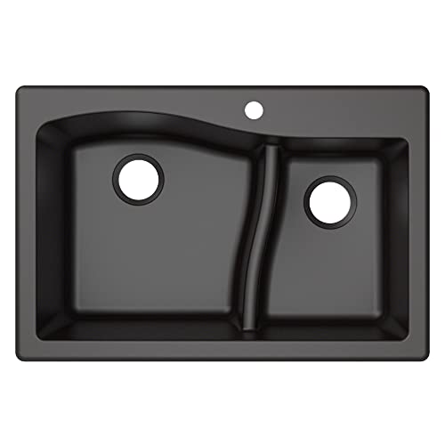 Kraus Quarza Kitchen Sink | 33-Inch 60/40 Bowls | Black Granite |...