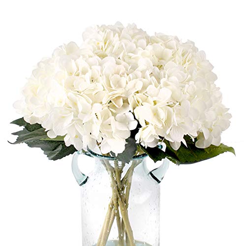 Kimura's Cabin 6pcs Fake White Flowers Artificial Silk Hydrangea...