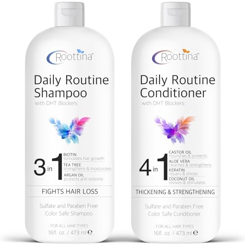 Fights Hair Loss, Roottina Daily Routine Shampoo and Conditioner for...