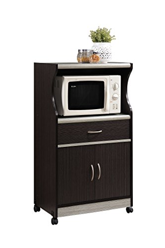 Hodedah Microwave Cart with One Drawer, Two Doors, and Shelf for...