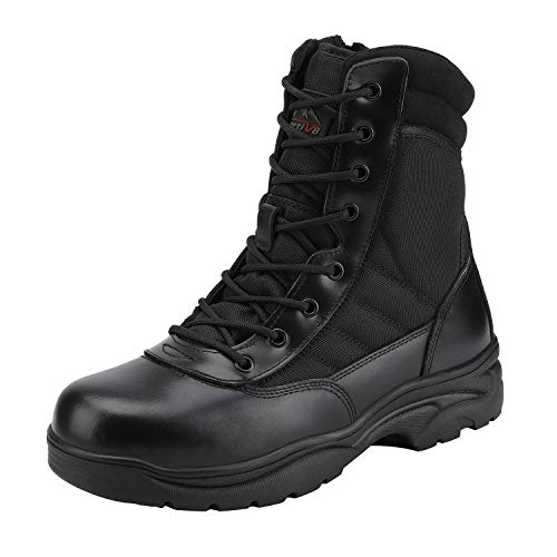 NORTIV 8 Mens Military Tactical Work Boots Side Zipper Leather Outdoor...