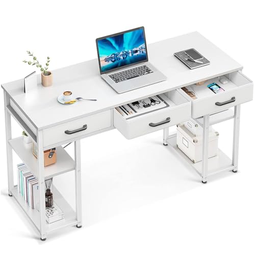 ODK Office Small Computer Desk: Home Table with Fabric Drawers &...