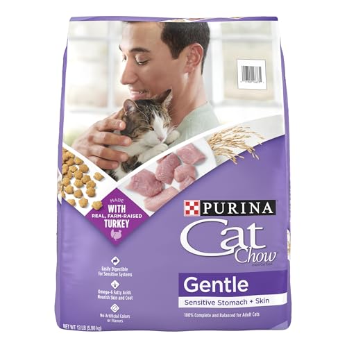 Purina Cat Chow Gentle Dry Cat Food, Sensitive Stomach + Skin - 13 lb....