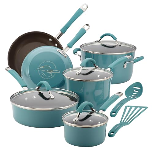 Rachael Ray Cucina Nonstick Cookware Pots and Pans Set, 12 Piece,...