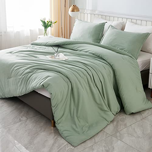 Litanika California King Comforter Set Sage Green - 3 Pieces Cal King...