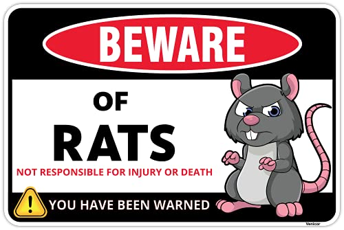 Venicor Beware of Rat Sign - 8 x 12 Inches - Aluminum - Rat Gifts for...