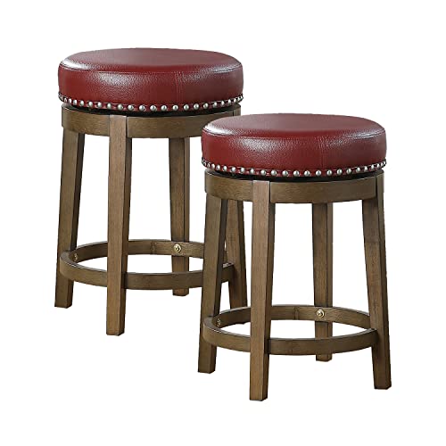 Lexicon Kenmare Set of 2 Round Kitchen Swivel Counter Stool, 25-Inch...