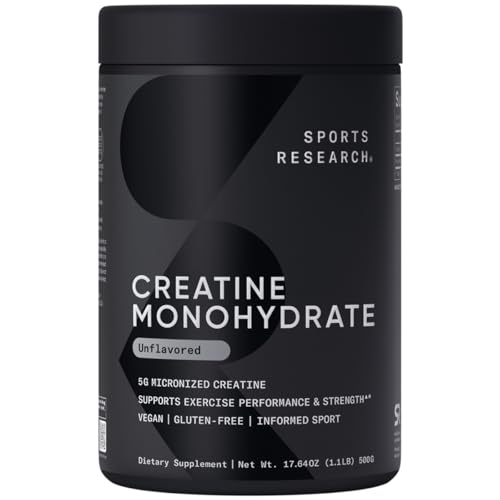 Sports Research Creatine Monohydrate - Gain Lean Muscle, Improve...