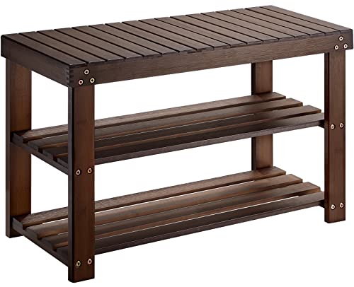 Pipishell Bamboo Shoe Rack Bench, 3 Tier Sturdy Shoe Bench, Storage...