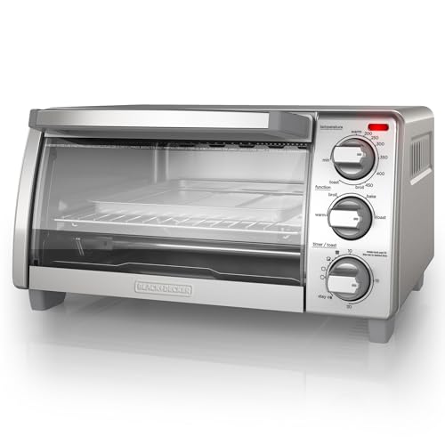 BLACK+DECKER 4-Slice Toaster Oven, TO1745SSG, Even Toast, 4 Cooking...
