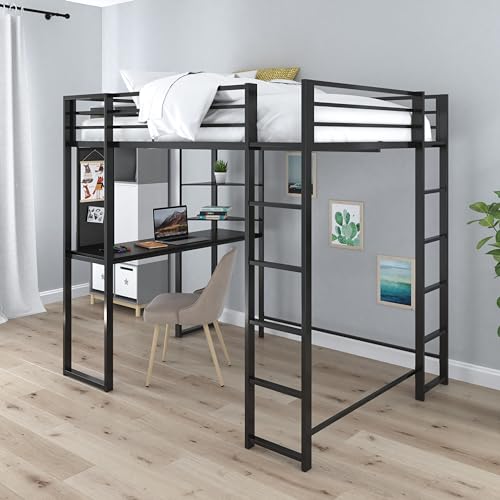 DHP Abode Full Size Metal Loft Bed, Black