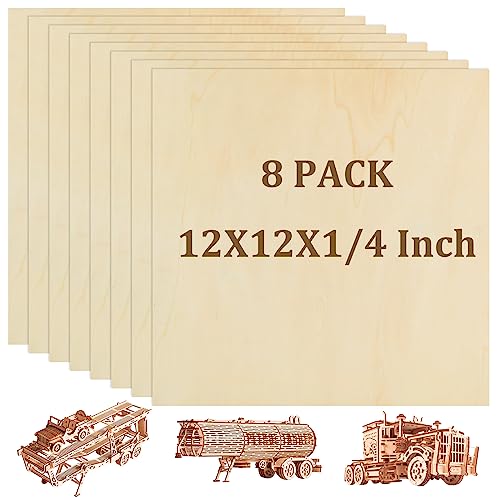 LISHINE 8 Pack 12 x 12 x 1/4 Inch Baltic Birch Plywood 6mm Baltic Wood...