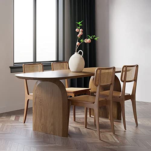 homary 70.9' Japandi Dining Table for 6, Modern Solid Wood Top Oval...