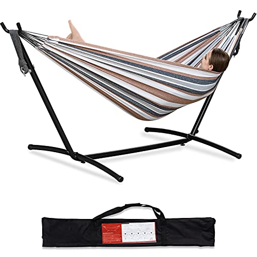 PNAEUT Double Hammock with Space Saving Steel Stand included 2 Person...