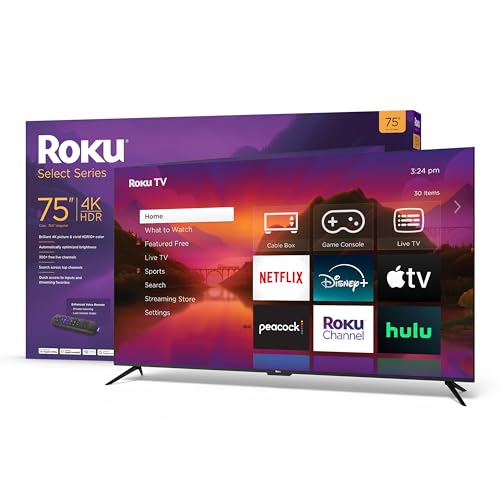 Roku Smart TV – 75-Inch Select Series 4K HDR RokuTV Enhanced Voice...