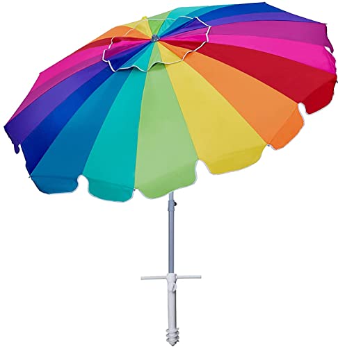 AMMSUN 7.5ft Heavy Duty HIGH Wind Beach Umbrella with sand anchor &...