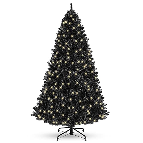Best Choice Products 6ft Pre-Lit Black Christmas Tree, Full Artificial...