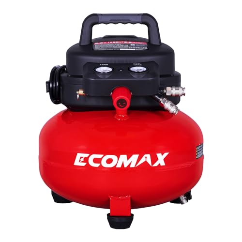 ECOMAX Air Compressor, Portable Air Compressor, 6 Gallon, Pancake Air...