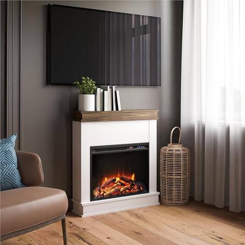 Ameriwood Home Mateo 30 Inch Electric Fireplace with Mantel,...