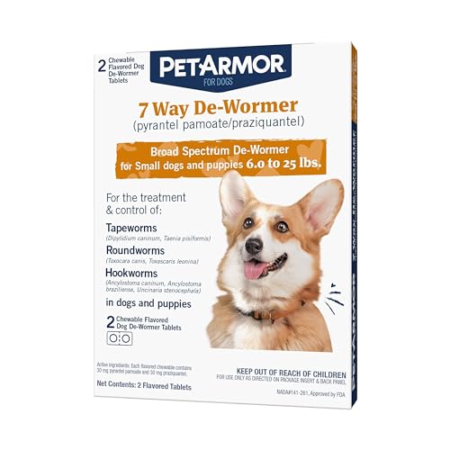 PetArmor 7 Way De-Wormer for Dogs, Oral Treatment for Tapeworm,...