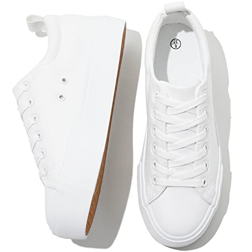SERNIAL Womens White Platform Sneakers PU Leather Platform Shoes...