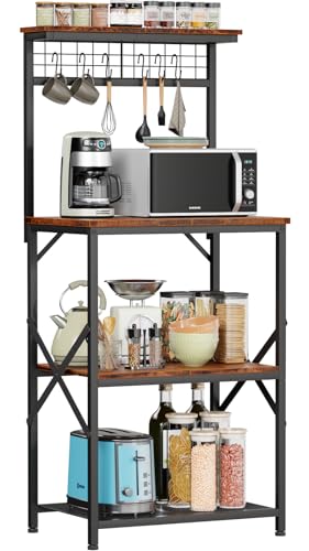 Furologee Kitchen Bakers Rack with Hutch, Coffee Bar Station 4 Tiers,...