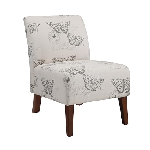 Linon Butterfly, Dark Espresso Linen Lily Chair, 21.5' W x 29.5' D x...