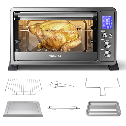 TOSHIBA AC25CEW-BS Large 6-Slice Convection Toaster Oven Countertop,...