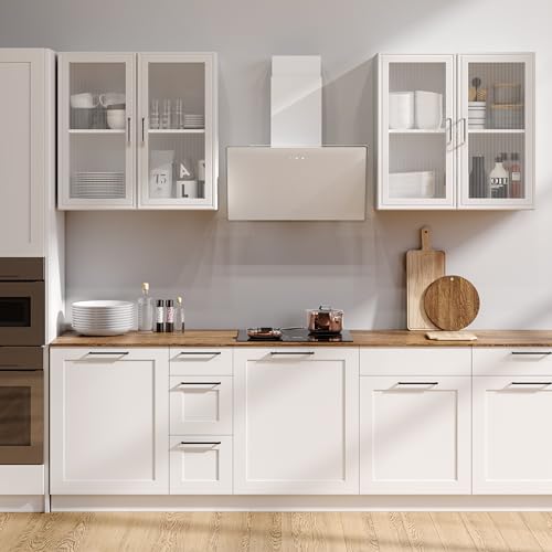 Furnaza Kitchen Wall Cabinets 4 Doors - White Laundry Wall Mounted...