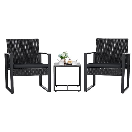 Flamaker 3 Pieces Patio Set Outdoor Wicker Furniture Sets Modern...