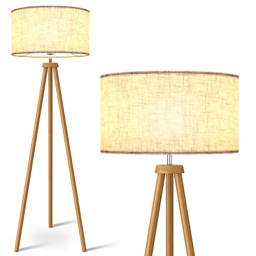 LEPOWER Wood Tripod Floor Lamp, Mid Century Standing Lamp for Living...
