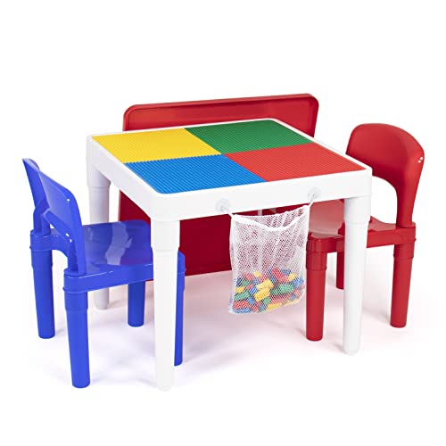 Humble Crew, White/Blue/Red Kids 2-in-1 Plastic Building...