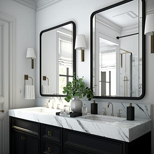 USHOWER 2-Pack Black Bathroom Mirrors 24 x 36 Inch, Metal Frame...