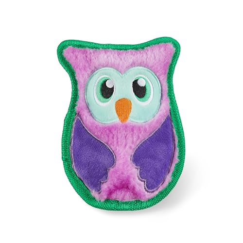 Outward Hound Durablez Tough Plush Squeaky Dog Toy, Owl, Purple, XS